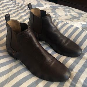 Frye dark brown flat heel booties
